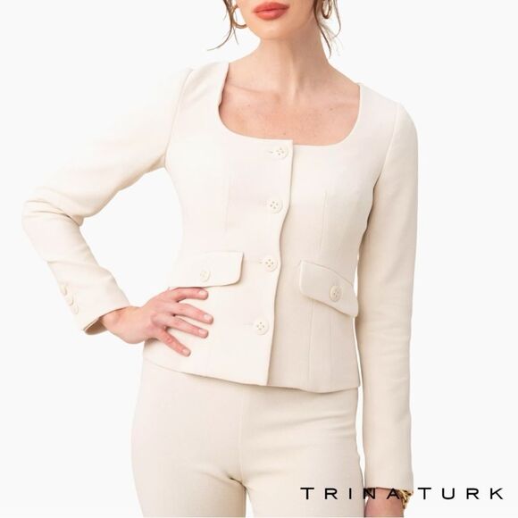 Trina Turk **NWT** 'Mott' Blazer Jacket in Cream / Off White - Picture 6 of 10